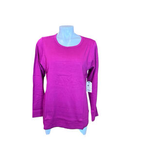 Women St. John's Bay Top Size L Purple Long Sleeve